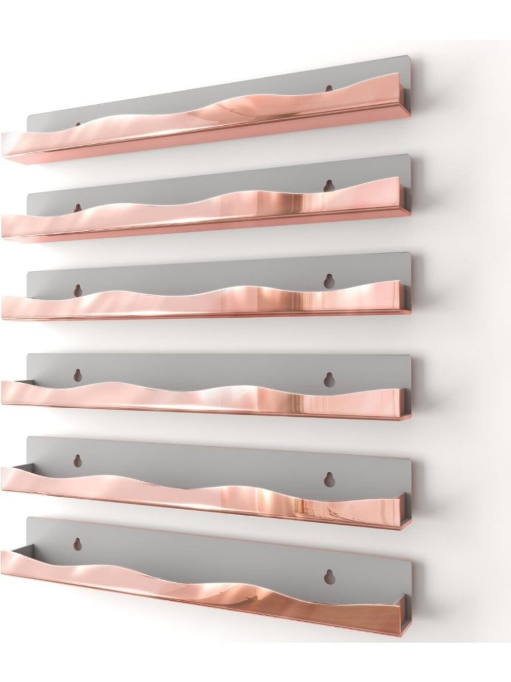 Rose Gold Nail Polish Organizer Rack - 15-Inch Wall-Mounted Makeup Shelf, Beauty